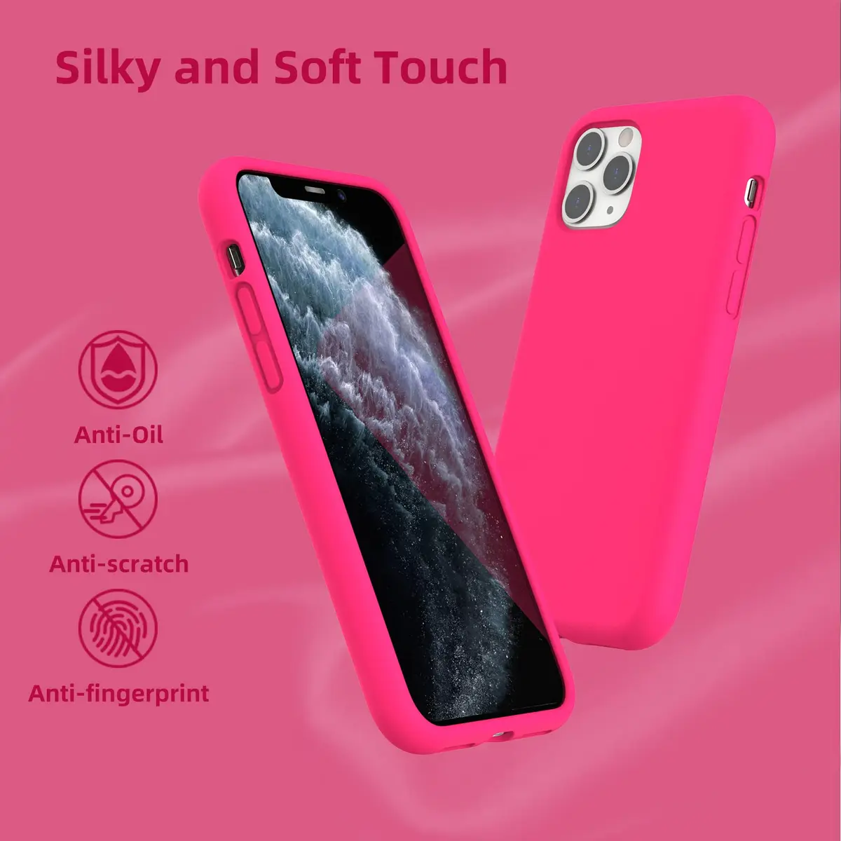 K TOMOTO Liquid Silicone Case for iPhone 11 Pro Max 6.5 Inch | Hot Pink, Slim Fit, MagSafe Compatible - view 6