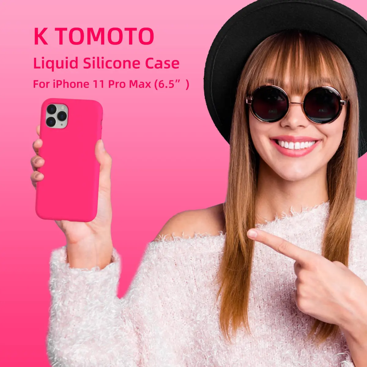 K TOMOTO Liquid Silicone Case for iPhone 11 Pro Max 6.5 Inch | Hot Pink, Slim Fit, MagSafe Compatible - view 8