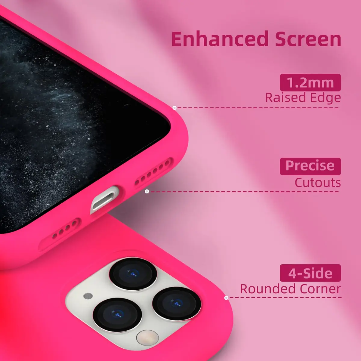 K TOMOTO Liquid Silicone Case for iPhone 11 Pro Max 6.5 Inch | Hot Pink, Slim Fit, MagSafe Compatible - view 4