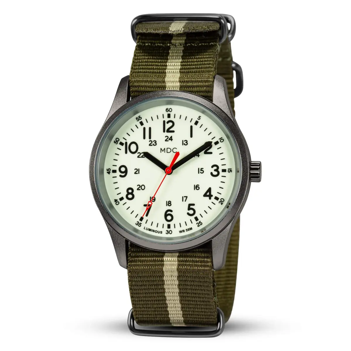 Infantry Military Field Watch 38mm (1.5 inch) | Luminous Dial, Green Nylon Strap, 50M Water Resistant - main product image