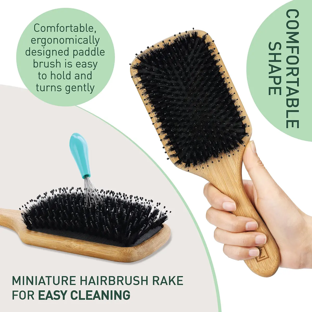 Zollo Natural Boar Bristle Hair Brush for All Hair Types | Detangles, Smooths Frizz, Enhances Shine - view 5