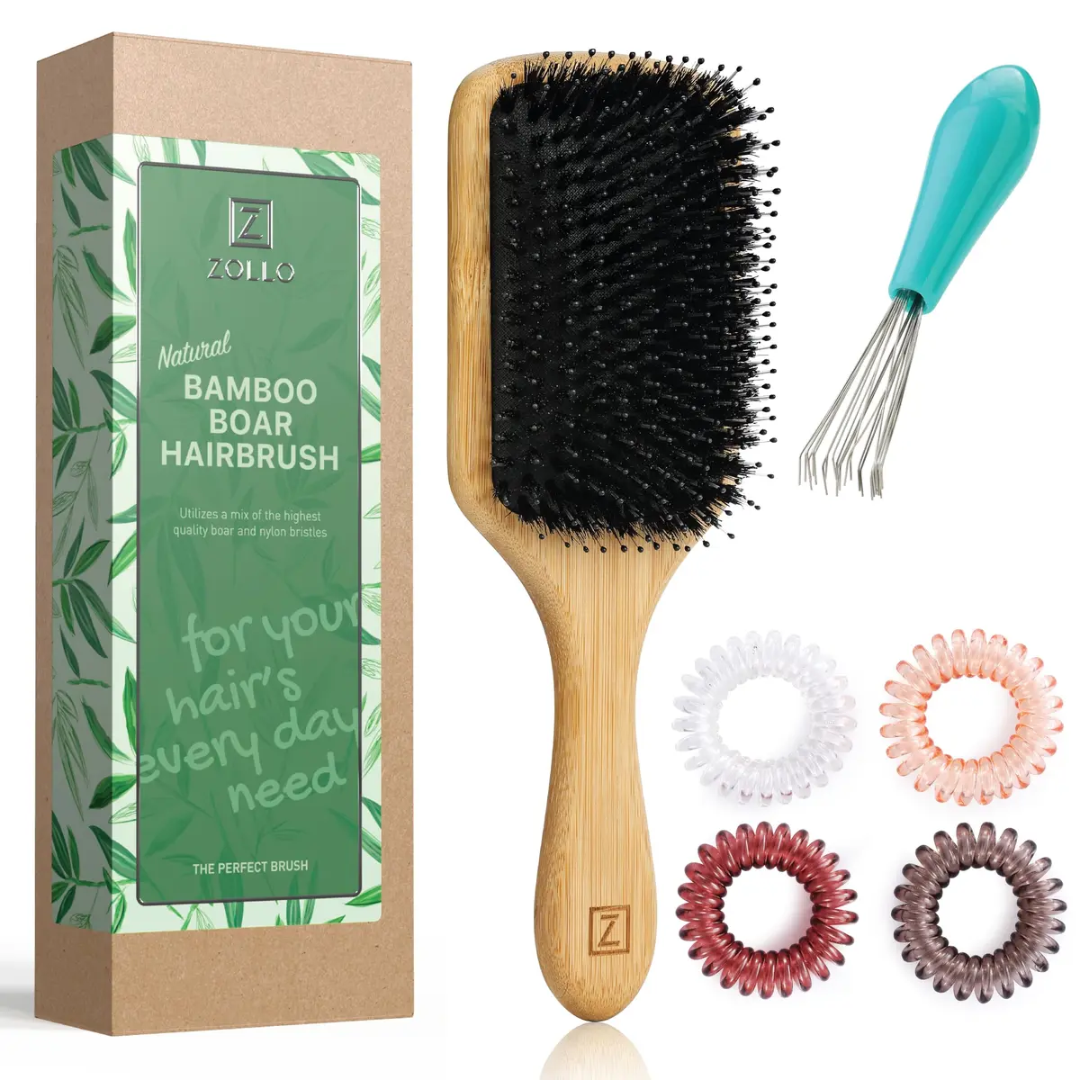 Zollo Natural Boar Bristle Hair Brush for All Hair Types | Detangles, Smooths Frizz, Enhances Shine - view 7