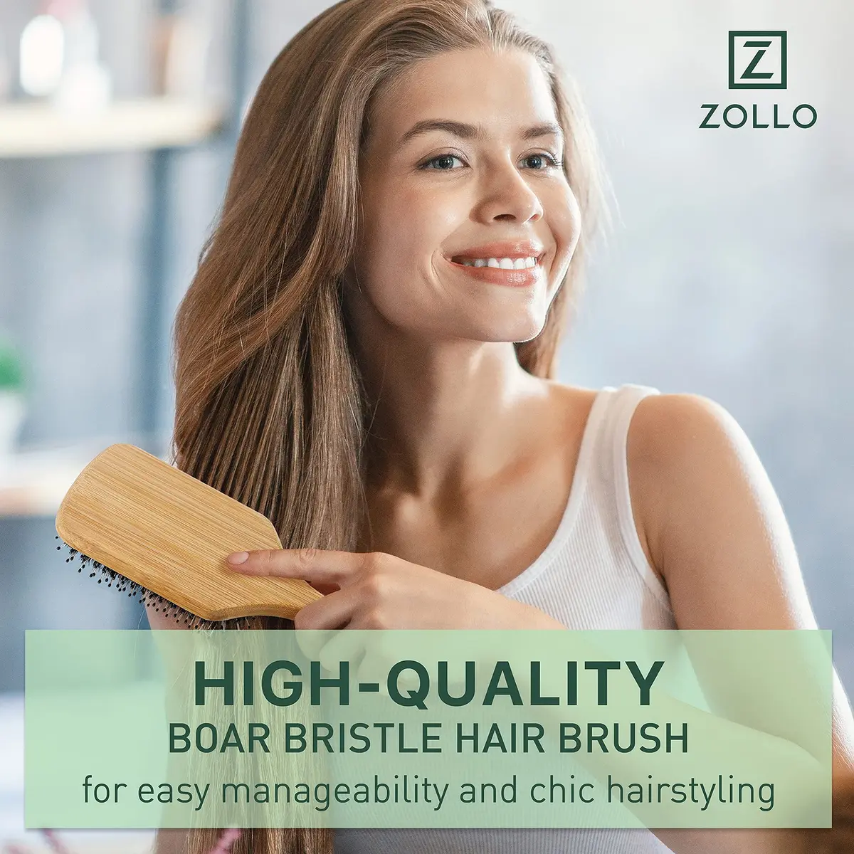 Zollo Natural Boar Bristle Hair Brush for All Hair Types | Detangles, Smooths Frizz, Enhances Shine - view 8