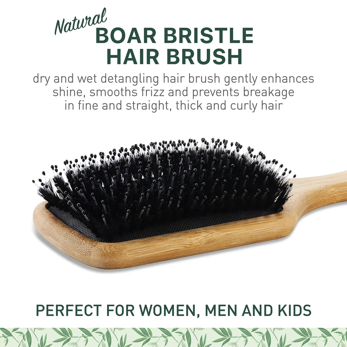 Zollo Natural Boar Bristle Hair Brush for All Hair Types | Detangles, Smooths Frizz, Enhances Shine - view 2