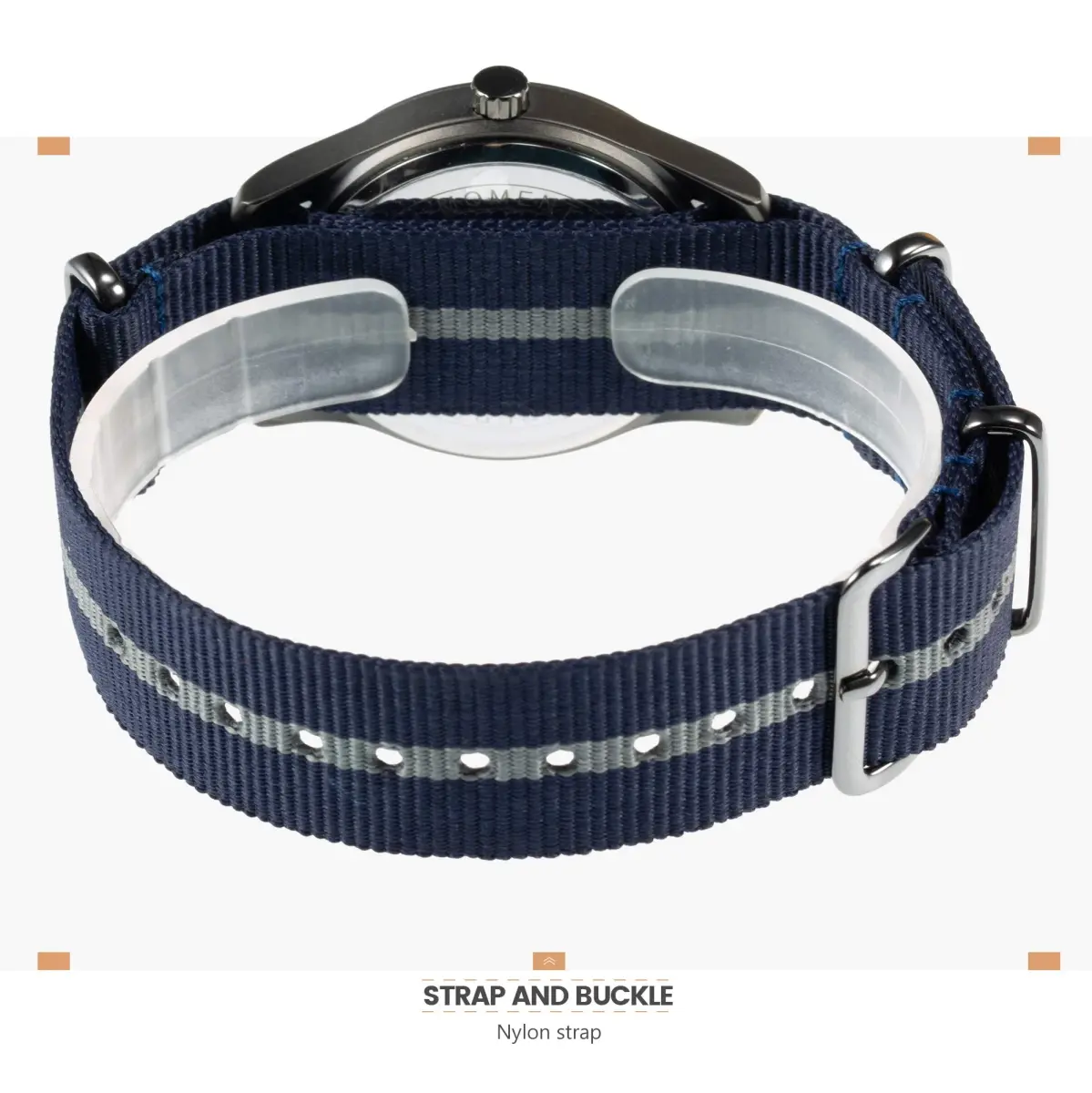 Infantry Military Field Watch 38mm (1.5 inch) | Luminous Dial, Blue Nylon Strap - view 7