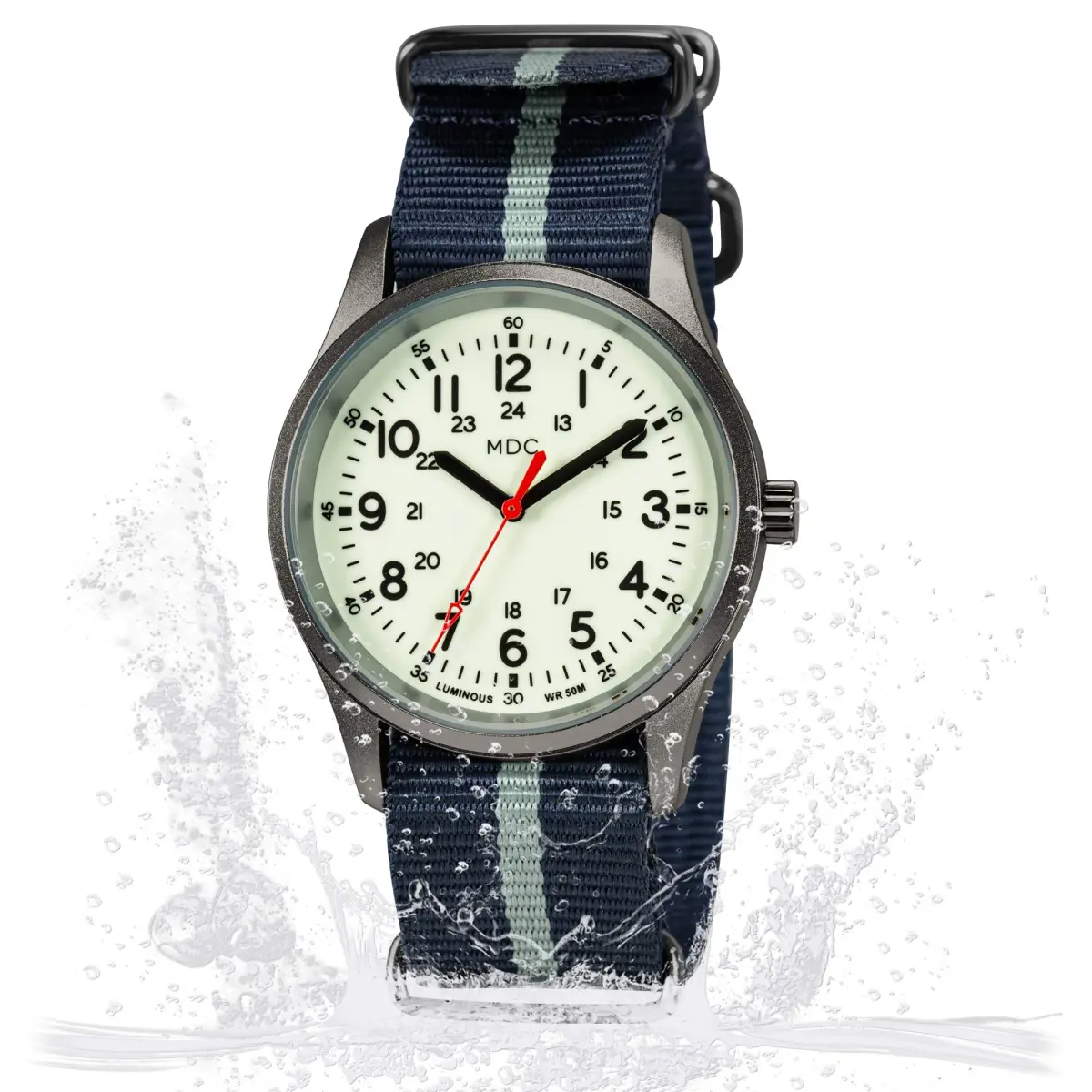 Infantry Military Field Watch 38mm (1.5 inch) | Luminous Dial, Blue Nylon Strap - view 8