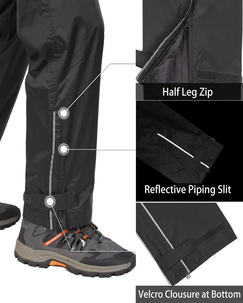 33,000ft Men's Rain Pants Waterproof Windproof Breathable | Mesh Lined, Seam-Sealed, Adjustable Fit - view 5