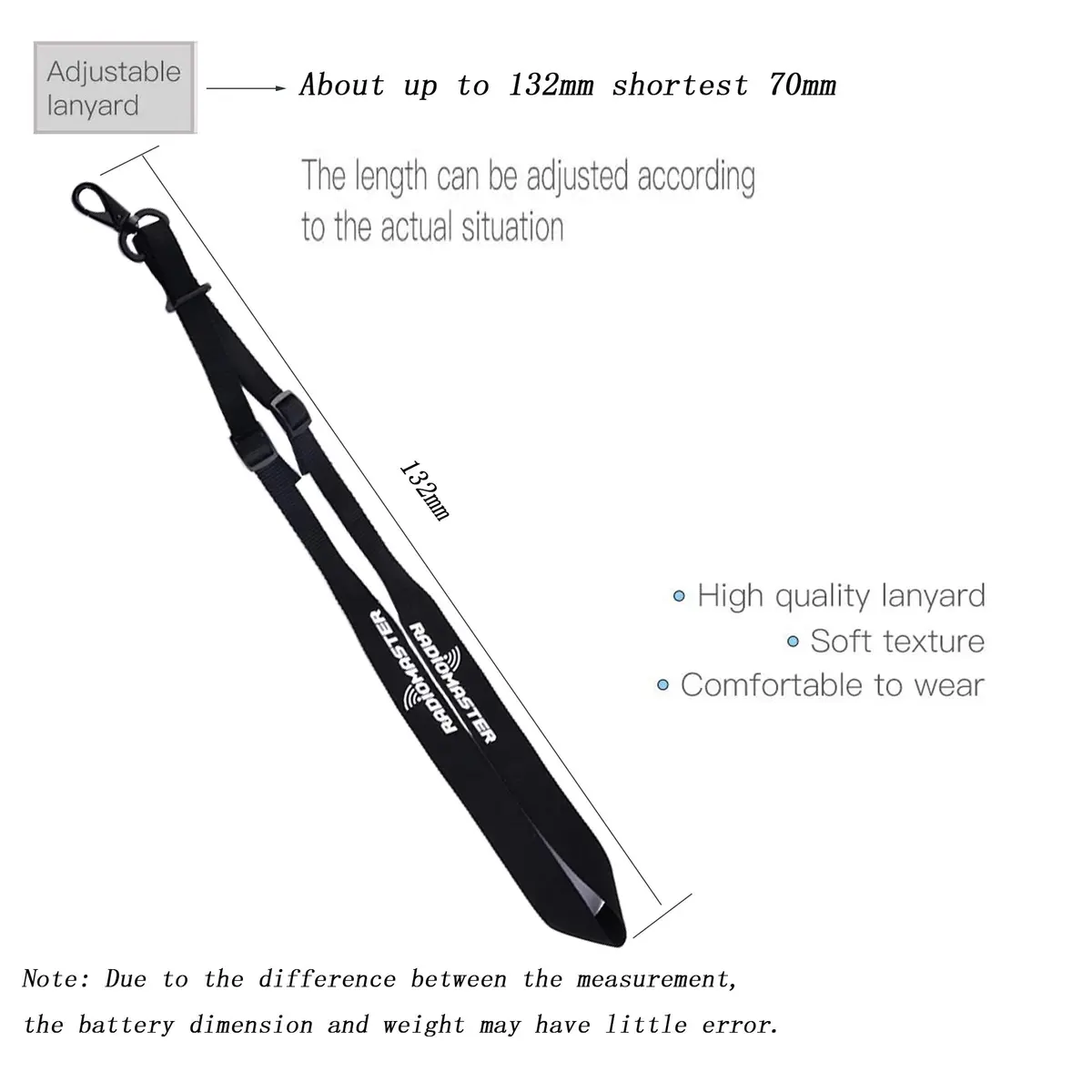 SoloGood Radiomaster RC Transmitter Lanyard Neck Strap Black | Adjustable, Detachable, Comfortable (70-80 chars) - view 8