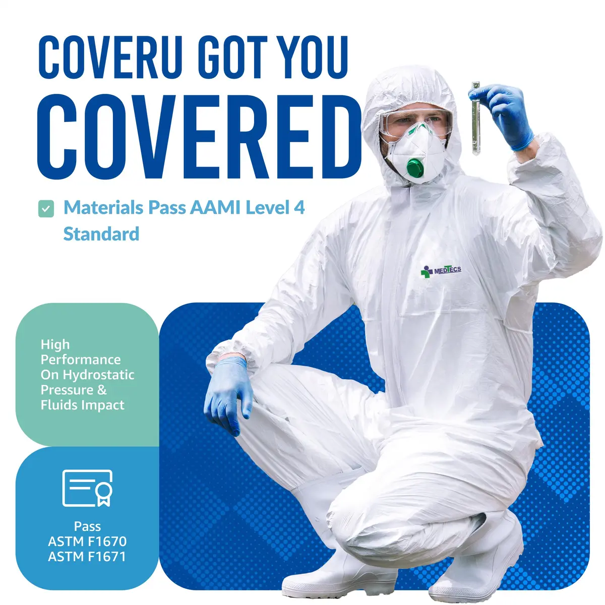 Medtecs Disposable Hazmat Suit Type 5/6 | 6 Sizes, Breathable & Snug Fit (en_US) - view 4