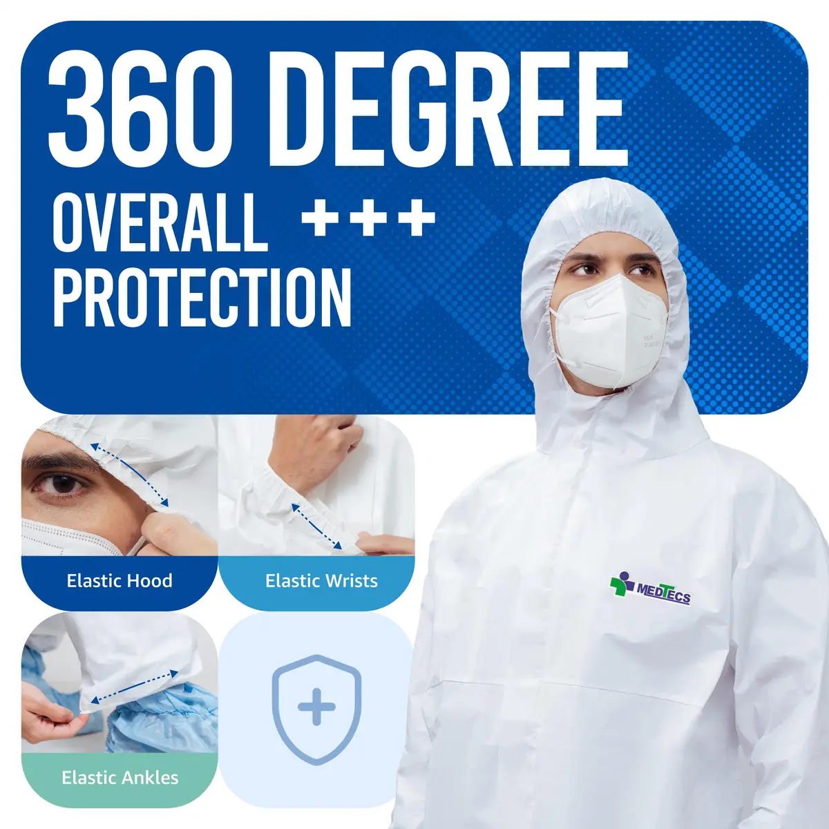 Medtecs Disposable Hazmat Suit Type 5/6 | 6 Sizes, Breathable & Snug Fit (en_US) - view 2