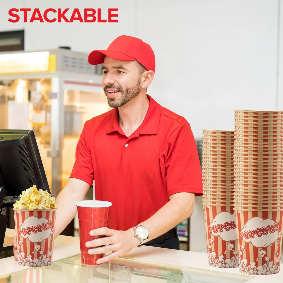 Stock Your Home 32 Oz Kraft Popcorn Buckets (25 Count) | Vintage Style Greaseproof Disposable Containers - view 6