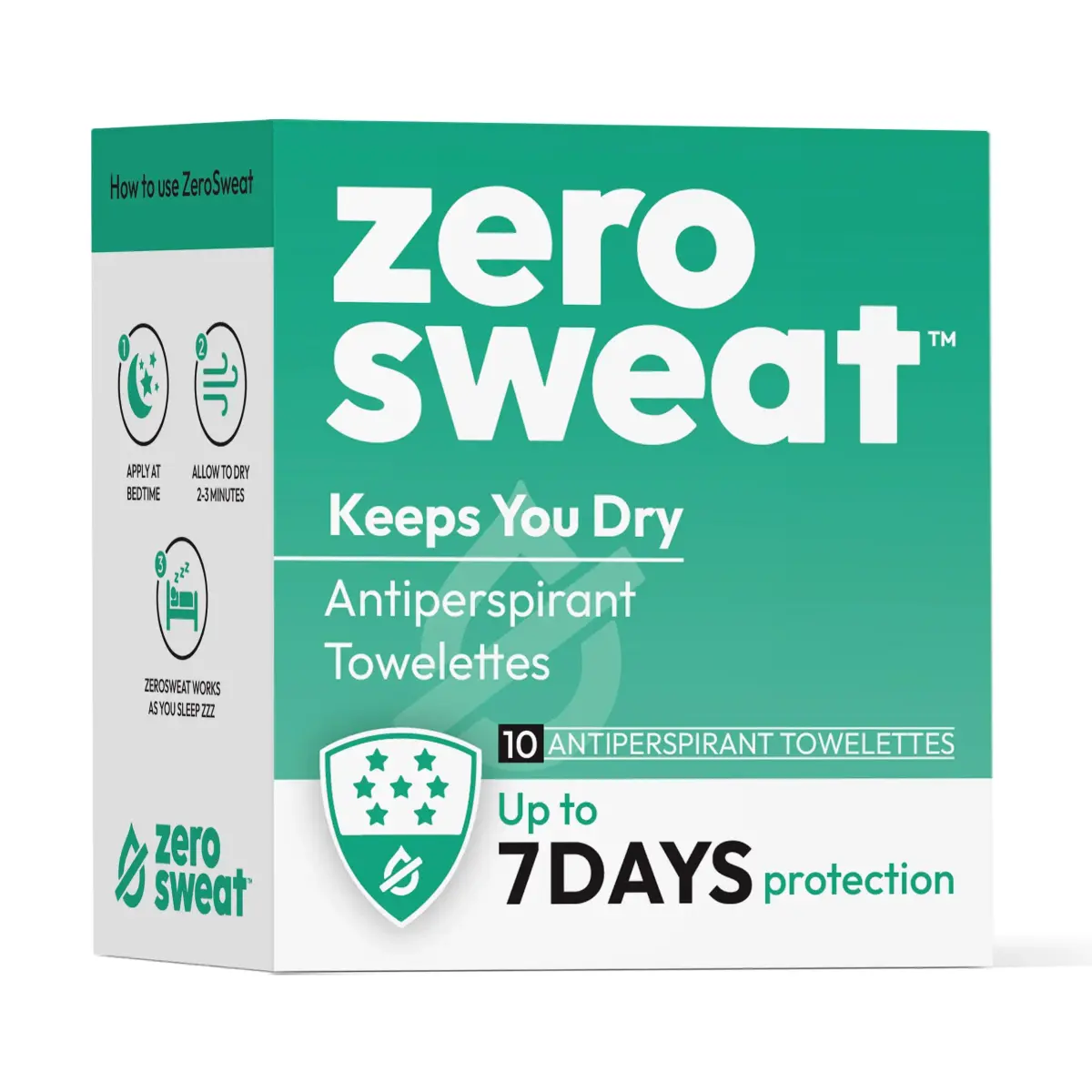 ZeroSweat Clinical Strength Antiperspirant Wipes | 10 Count (100ml Total) | Reduces Armpit Sweat - view 2
