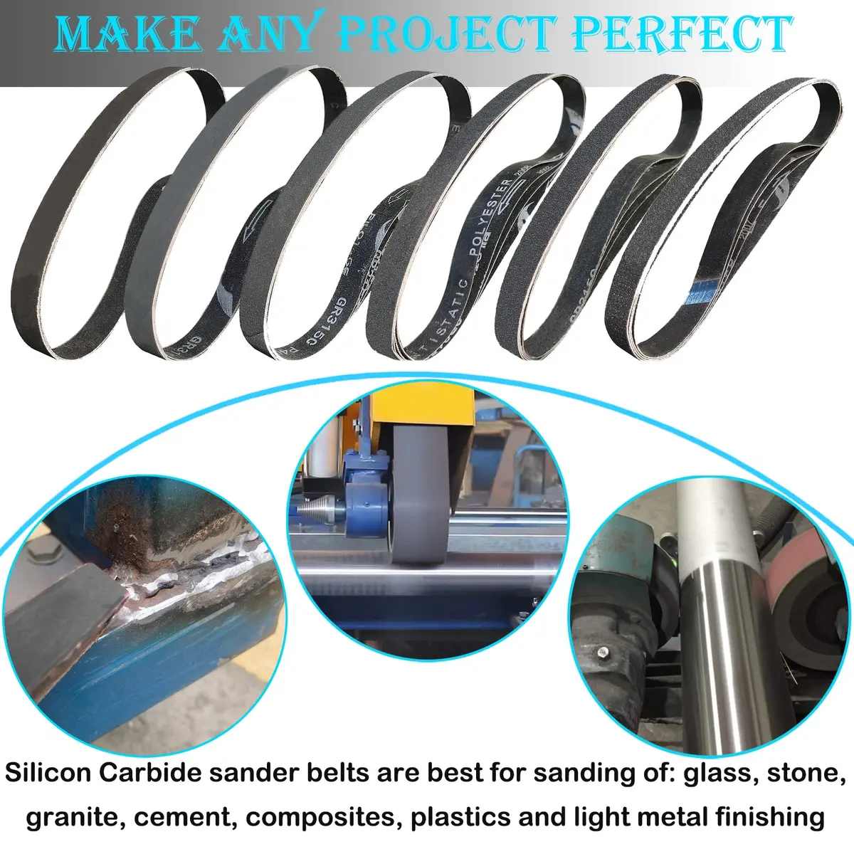 Tonmp Silicon Carbide Sanding Belts 1 x 30 Inch | Assorted Grits for Metal & Glass Work - view 5