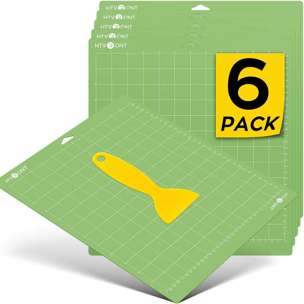HTVRONT Standard Stickness Cutting Mat 12x12 Inch, 6 Pack | Quilting & Crafting Mat with Free Scraper - main product image
