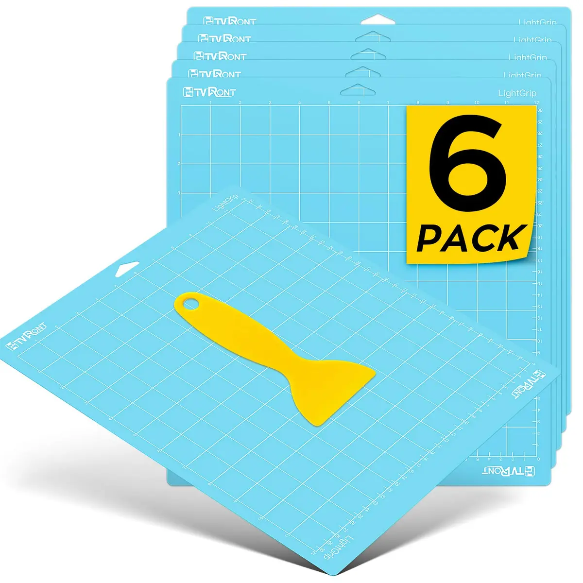 HTVRONT Light Grip Cutting Mat 12x12 Inch, 6 Pack, Blue | Self-Healing PVC for Quilting & Crafting - main product image
