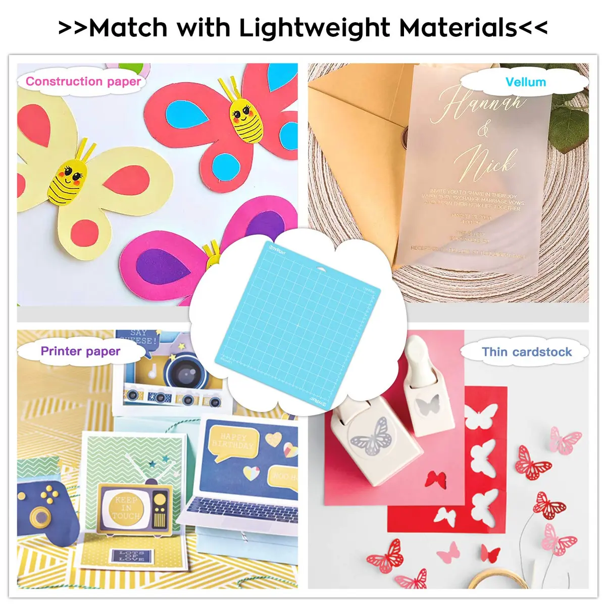 HTVRONT Light Grip Cutting Mat 12x12 Inch, 6 Pack, Blue | Self-Healing PVC for Quilting & Crafting - view 2