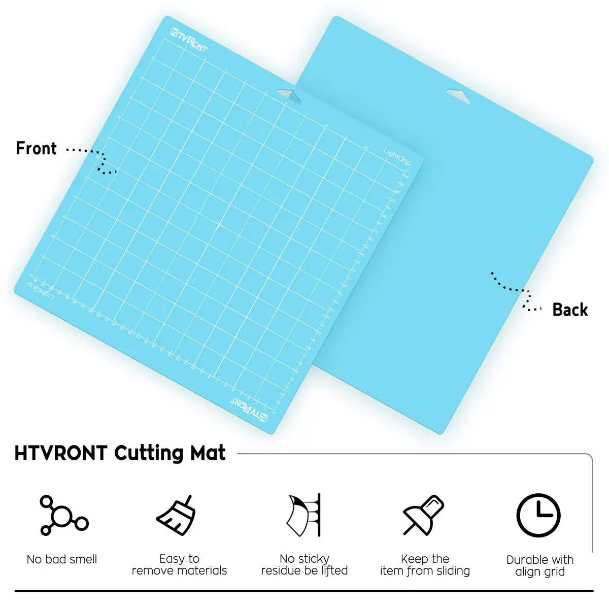 HTVRONT Light Grip Cutting Mat 12x12 Inch, 6 Pack, Blue | Self-Healing PVC for Quilting & Crafting - view 3