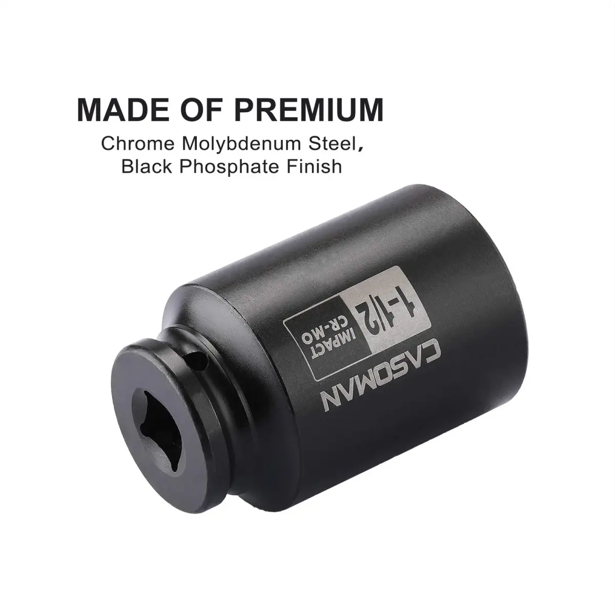 CASOMAN 1-1/2 Inch Drive Deep Impact Socket 38.1mm (1.5") | Heavy-Duty CR-MO 6-Point Axle Nut Removal Tool - view 5