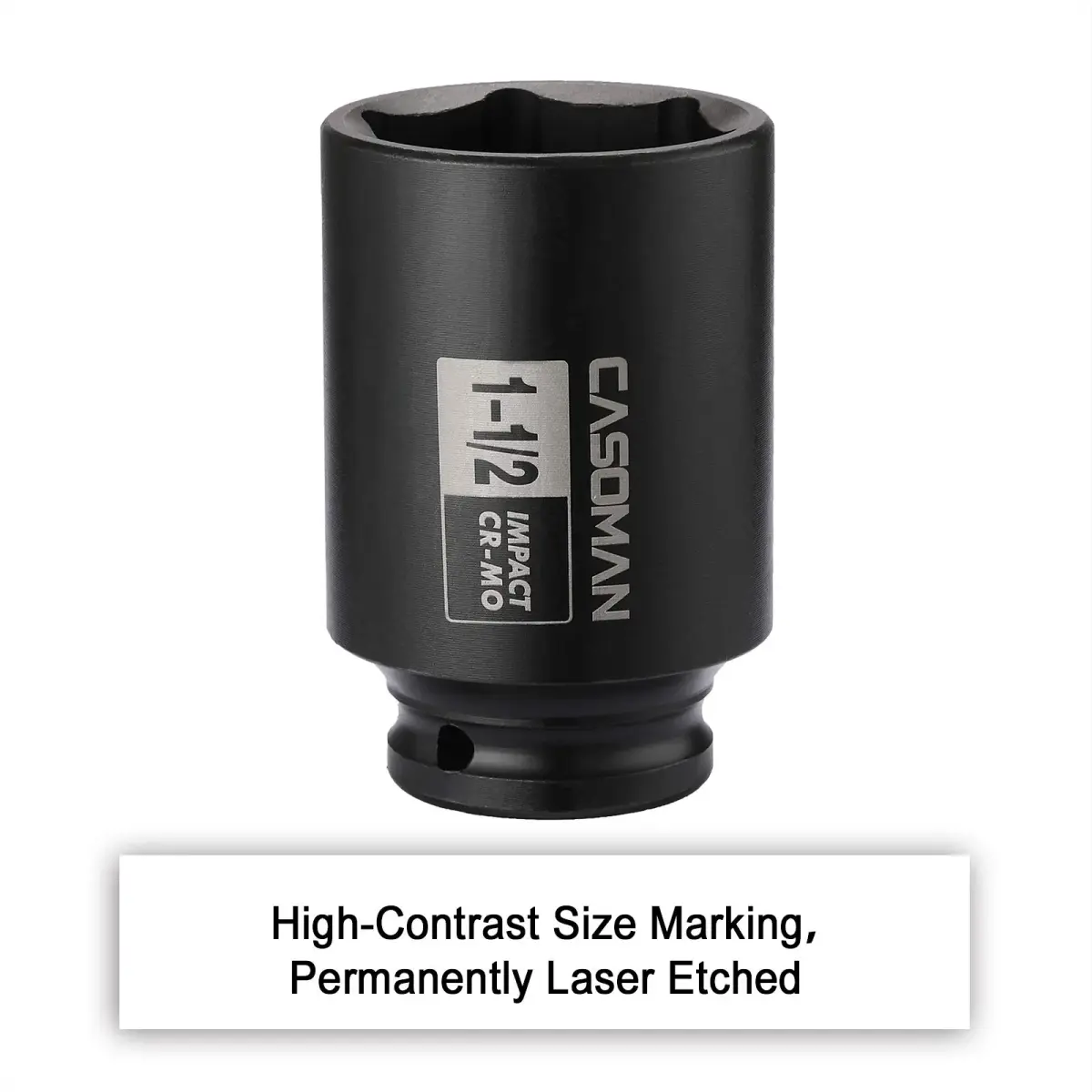 CASOMAN 1-1/2 Inch Drive Deep Impact Socket 38.1mm (1.5") | Heavy-Duty CR-MO 6-Point Axle Nut Removal Tool - view 6