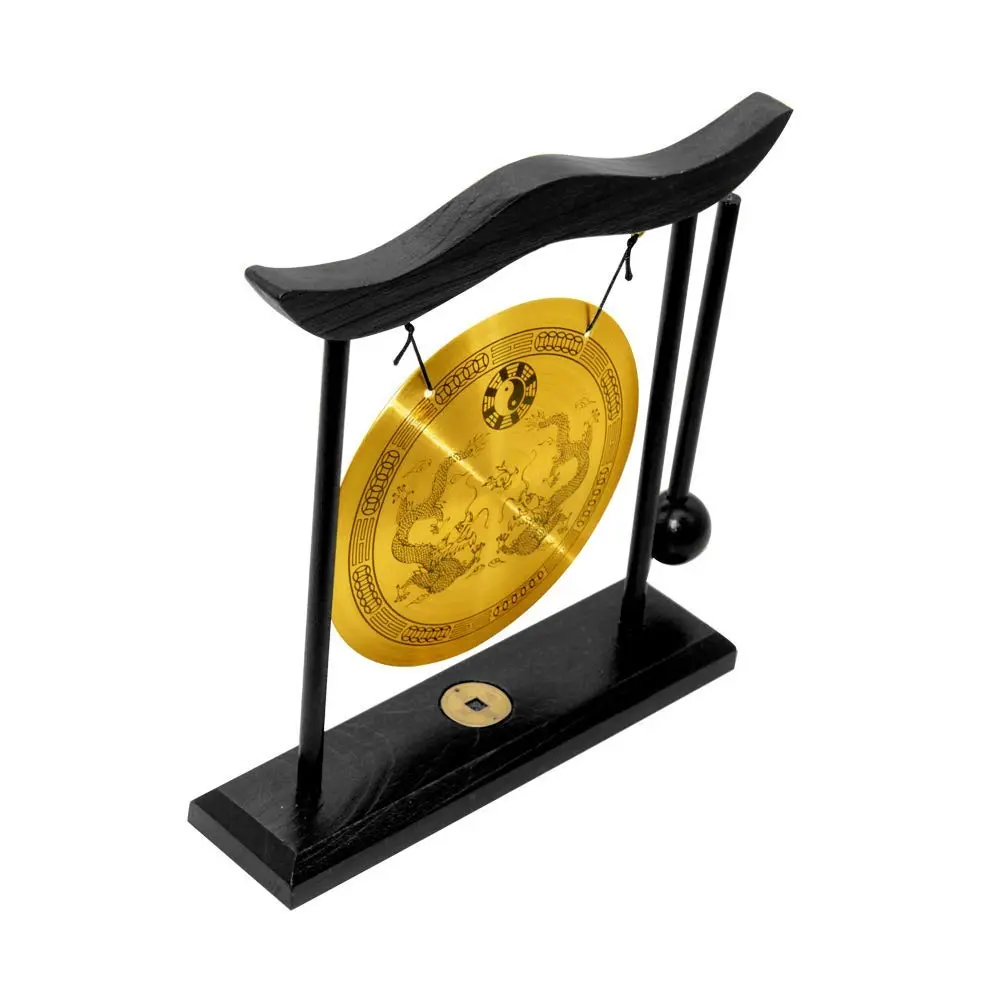 Hooshing Brass Gong Desktop Zen Art Feng Shui Decor, Dragon Pattern | Soothing Sound for Meditation & Sound Therapy - view 4
