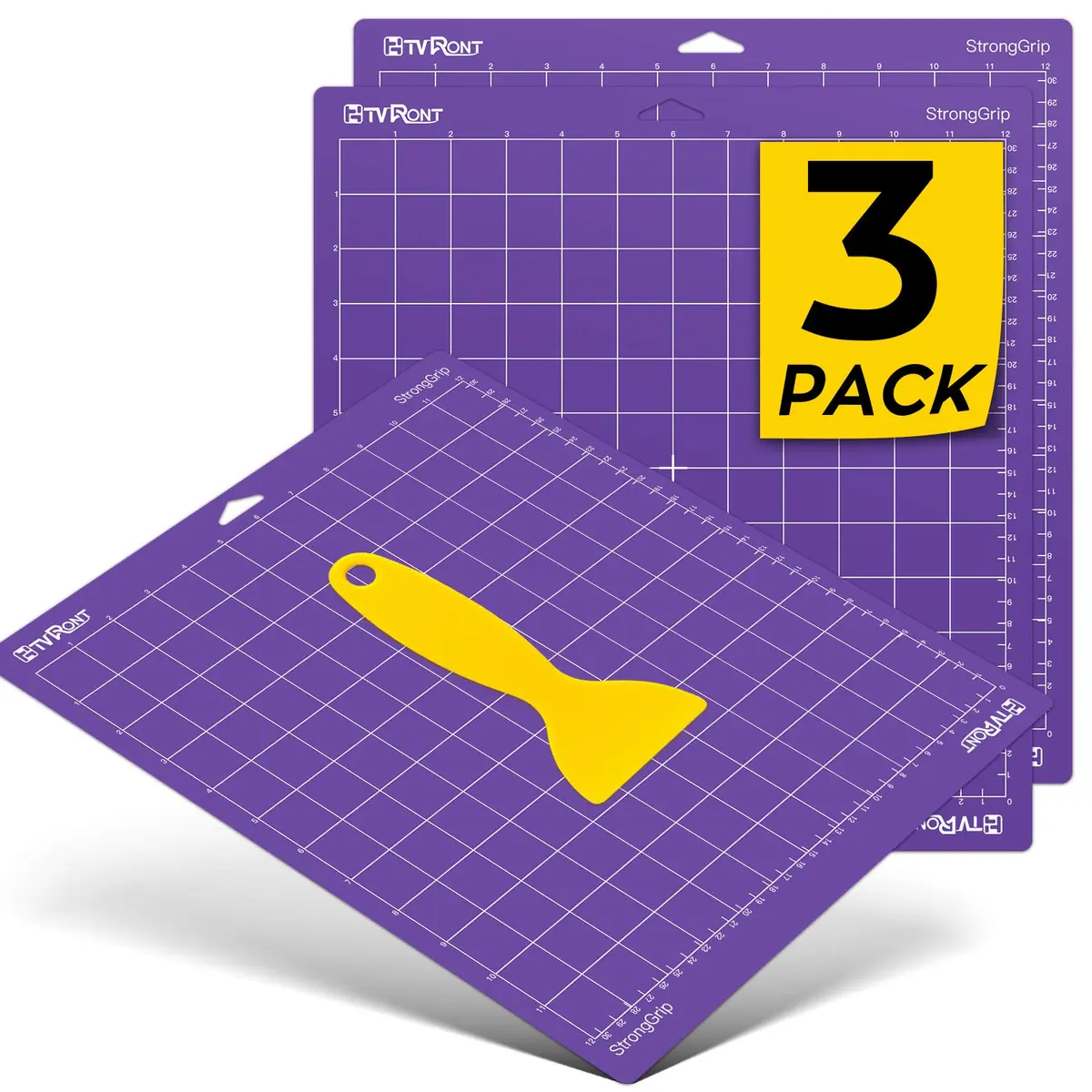 HTVRONT Strong Grip Cutting Mat 12x12 Inch (3 Pack) | Self-Healing PVC for Quilting & Crafts - main product image