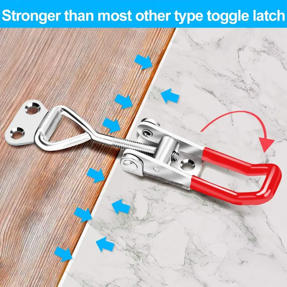 Vicuna R 6 Pack Adjustable Toggle Latch Clamps 4001 | 330lbs Holding Capacity, Galvanized Metal, Red Handle - view 6