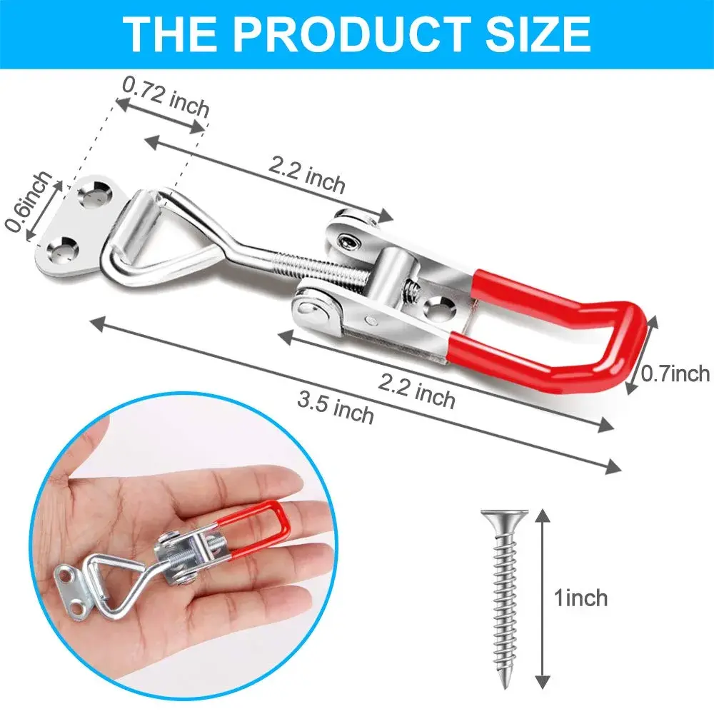 Vicuna R 6 Pack Adjustable Toggle Latch Clamps 4001 | 330lbs Holding Capacity, Galvanized Metal, Red Handle - view 2