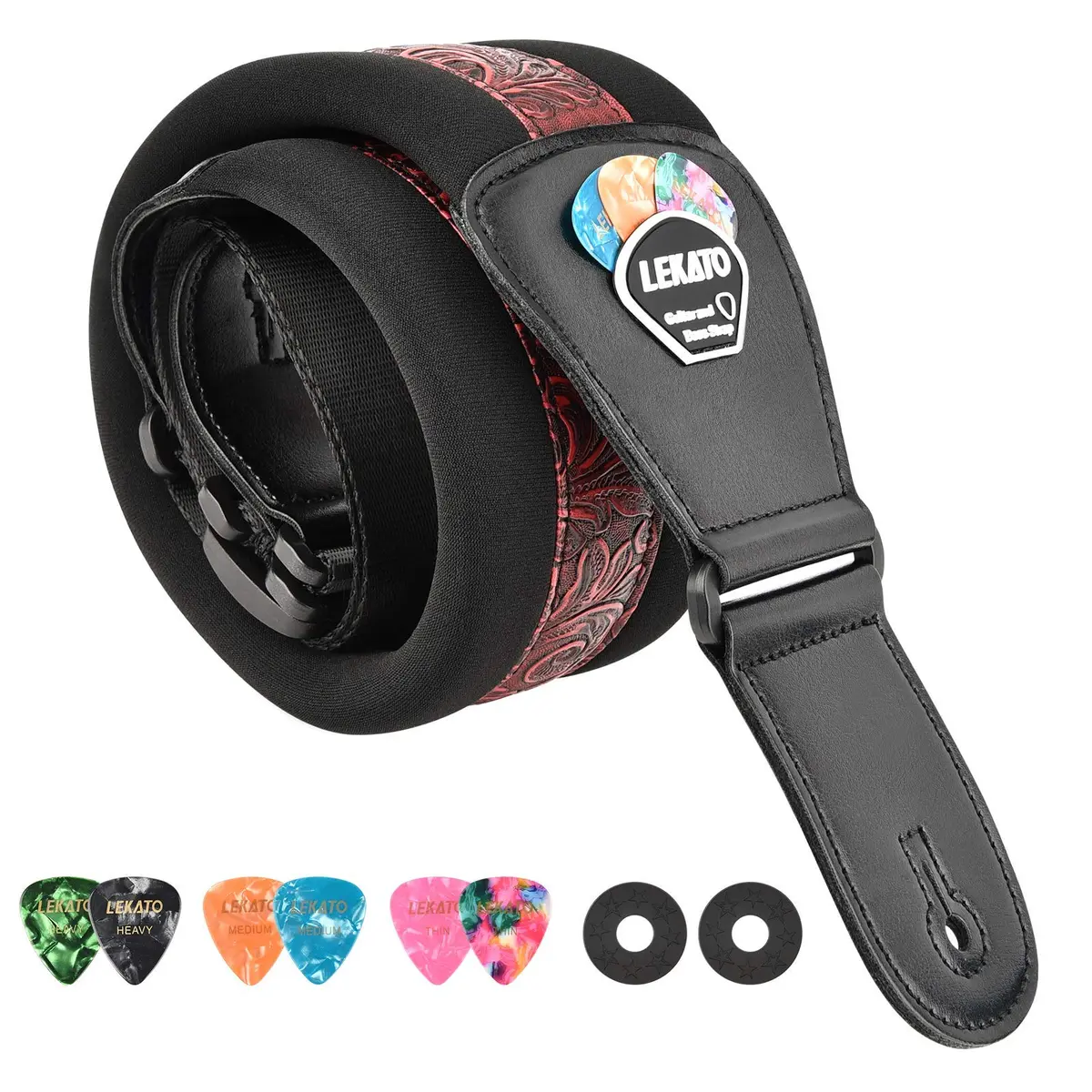 LEKATO Bass Guitar Strap - 3" Wide, Padded, Adjustable 45" to 55" | Comfortable, Durable & Safe for Heavy Guitars - main product image