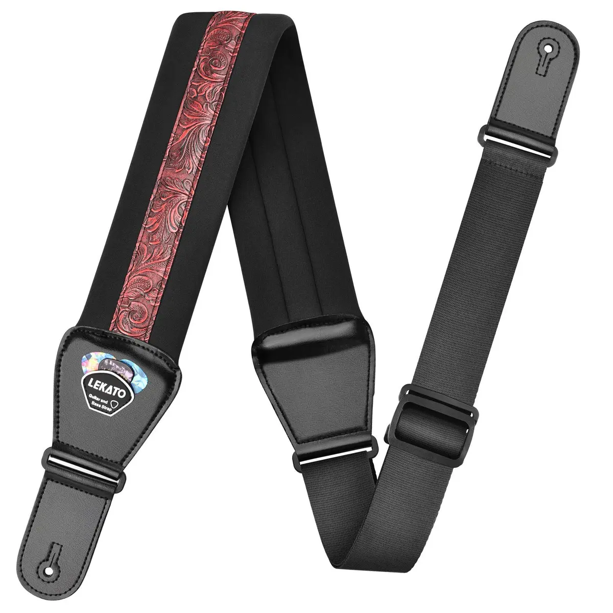 LEKATO Bass Guitar Strap - 3" Wide, Padded, Adjustable 45" to 55" | Comfortable, Durable & Safe for Heavy Guitars - view 7