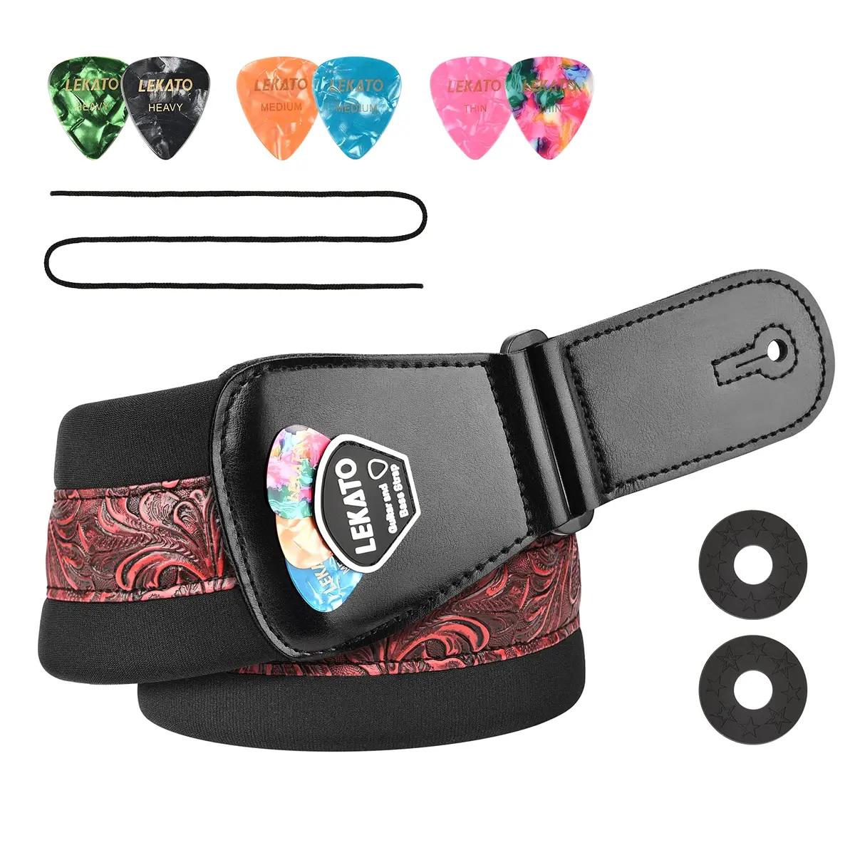 LEKATO Bass Guitar Strap - 3" Wide, Padded, Adjustable 45" to 55" | Comfortable, Durable & Safe for Heavy Guitars - view 8