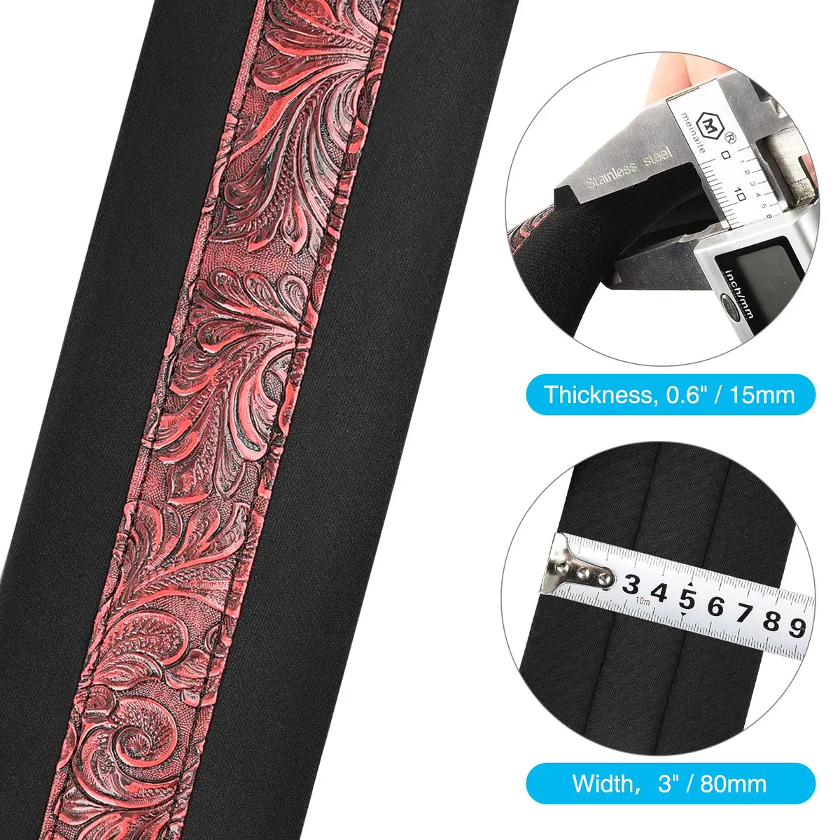 LEKATO Bass Guitar Strap - 3" Wide, Padded, Adjustable 45" to 55" | Comfortable, Durable & Safe for Heavy Guitars - view 3