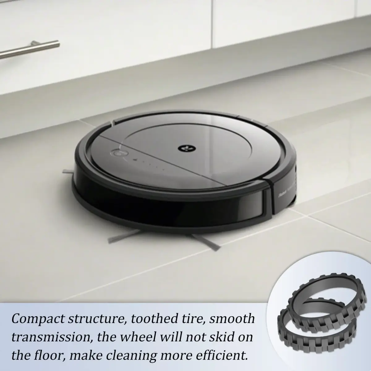 Garbage fighter Replacement Tires for iRobot Roomba 500-900 Series, e5, e6, i7 Vacuums | Black 2-Pack Natural Rubber - view 7