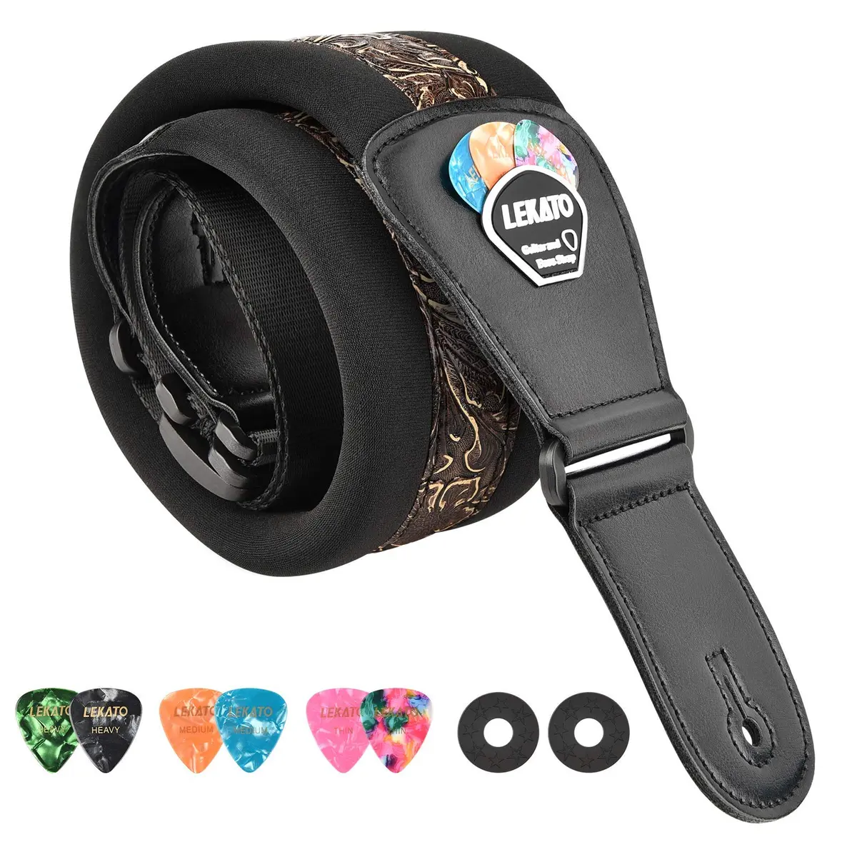 LEKATO Bass Guitar Strap - 3" Wide, Padded, Adjustable 45" to 55" | Comfortable & Durable - main product image