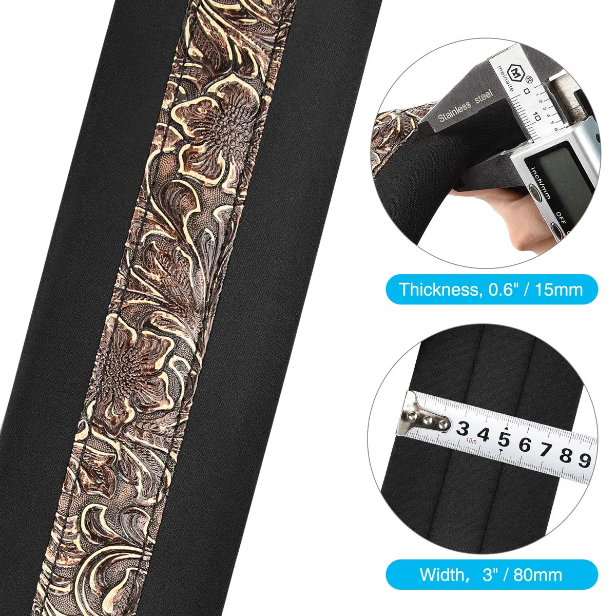 LEKATO Bass Guitar Strap - 3" Wide, Padded, Adjustable 45" to 55" | Comfortable & Durable - view 3