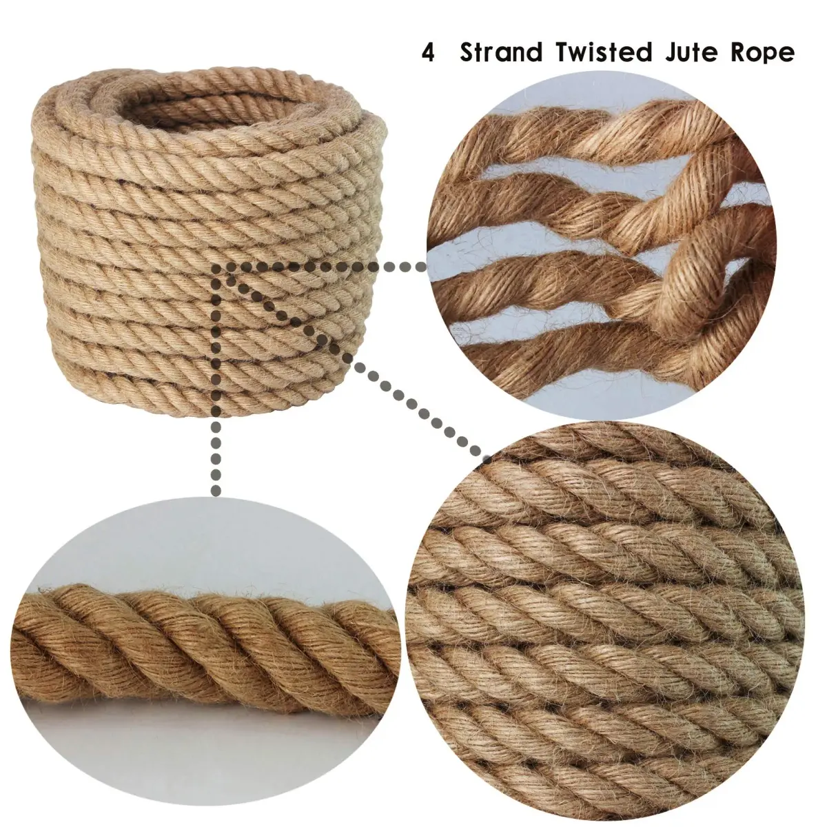 VEITHI Manila Rope 1.5 Inch x 50 Feet (38.1mm x 15.24m) | Natural Twisted Rope for Landscaping, Crafts, Marine Use - view 3