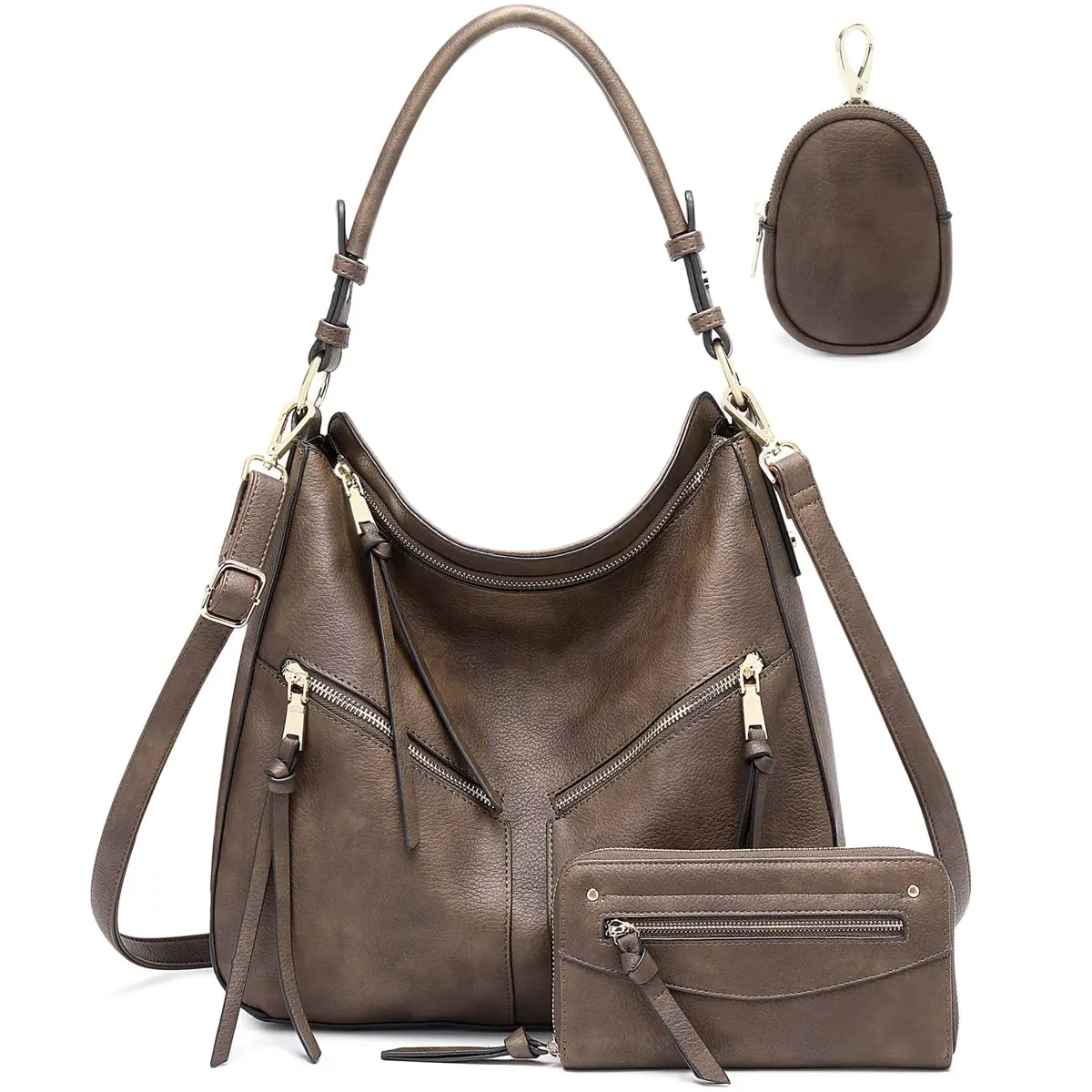 lapsting Vegan 3pcs Hobo Handbags for Women 14inch-18inch | Versatile Boho Shoulder Bag Set - main product image