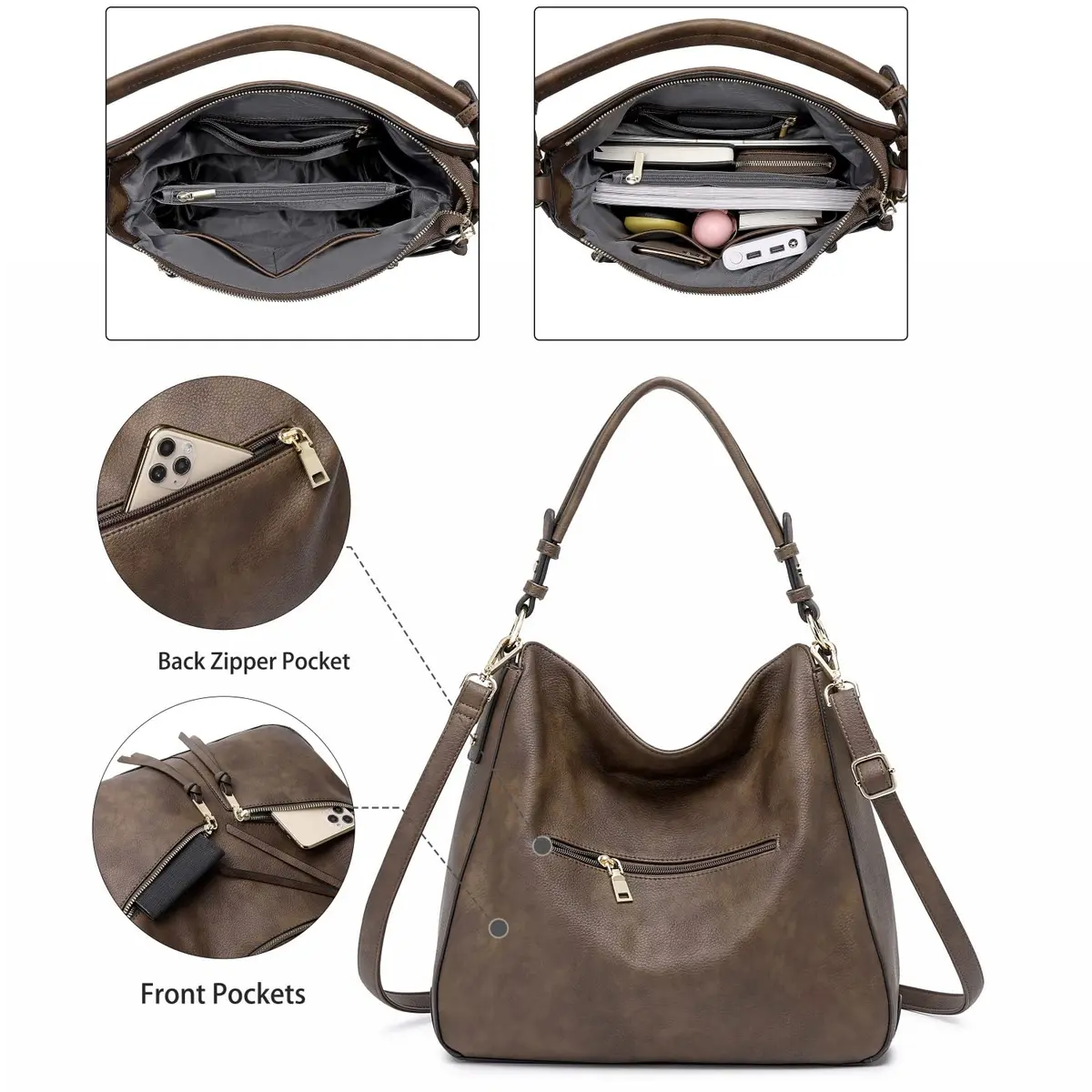 lapsting Vegan 3pcs Hobo Handbags for Women 14inch-18inch | Versatile Boho Shoulder Bag Set - view 5