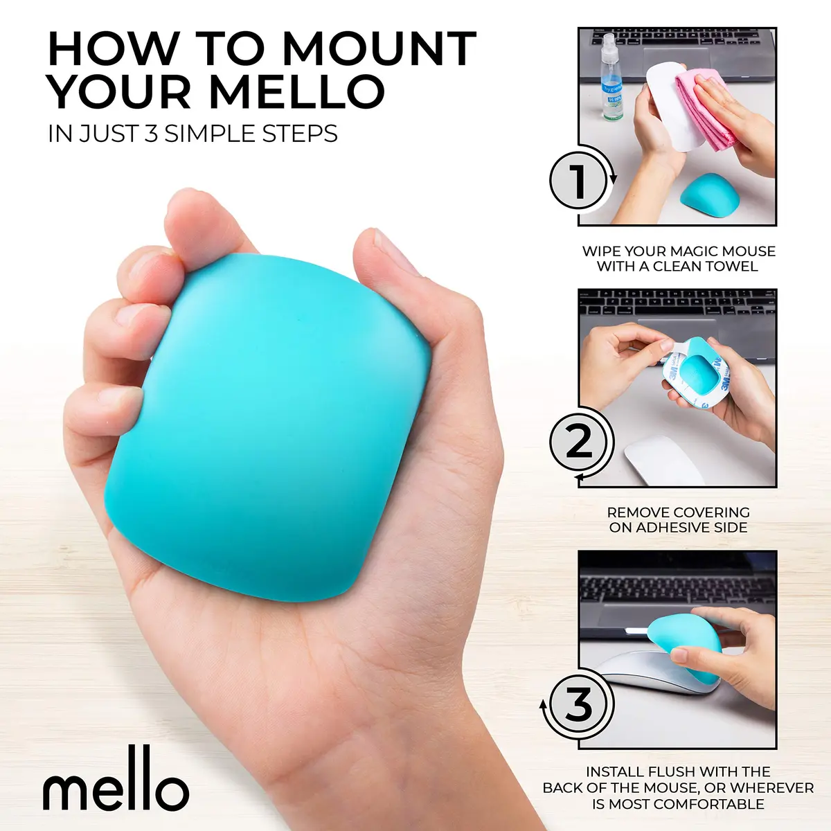 ELEMENTING Mello Silicone Cushion for Apple Magic Mouse 1 & 2 | Comfortable, Durable & Stylish (One Size, Tuxedo Black) - view 8