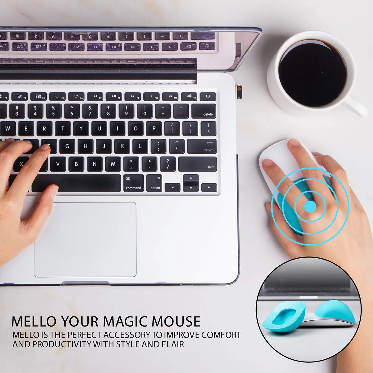 ELEMENTING Mello Silicone Cushion for Apple Magic Mouse 1 & 2 | Comfortable, Durable & Stylish (One Size, Tuxedo Black) - view 4