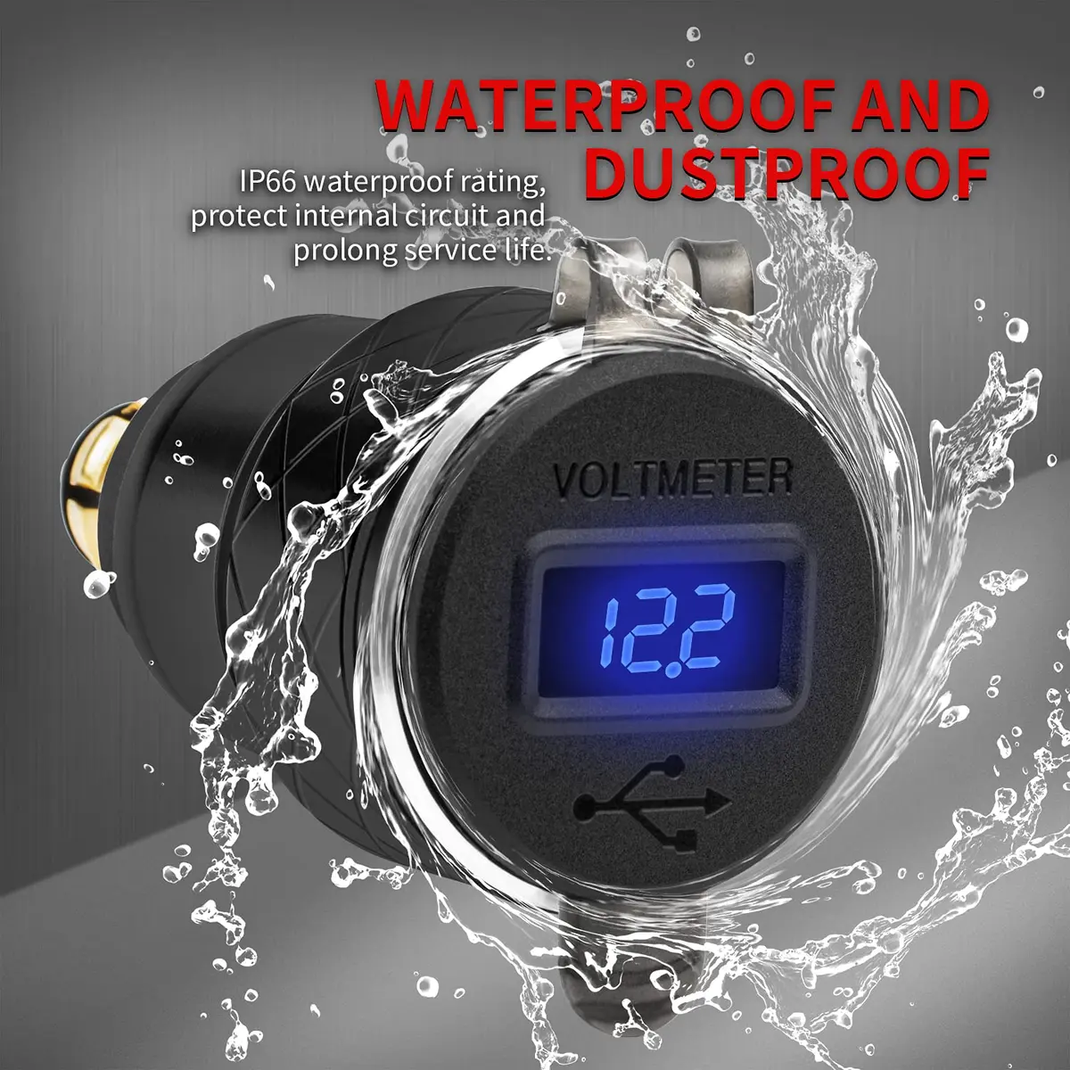 DAIERTEK DIN Hella Plug to Dual USB Charger Adapter for BMW Triumph Tiger Ducati Motorcycle Waterproof QC3.0 with Blue LED Voltmeter - view 5