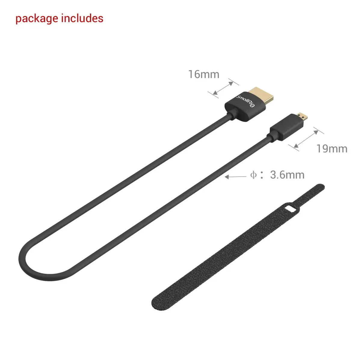 SMALLRIG Ultra-Slim 4K HDMI Cable 35cm (Micro to HDMI) | 4K@60Hz HDR 2.0, Flexible TPE for Sony A7RIII/Fujifilm XT4 - view 5