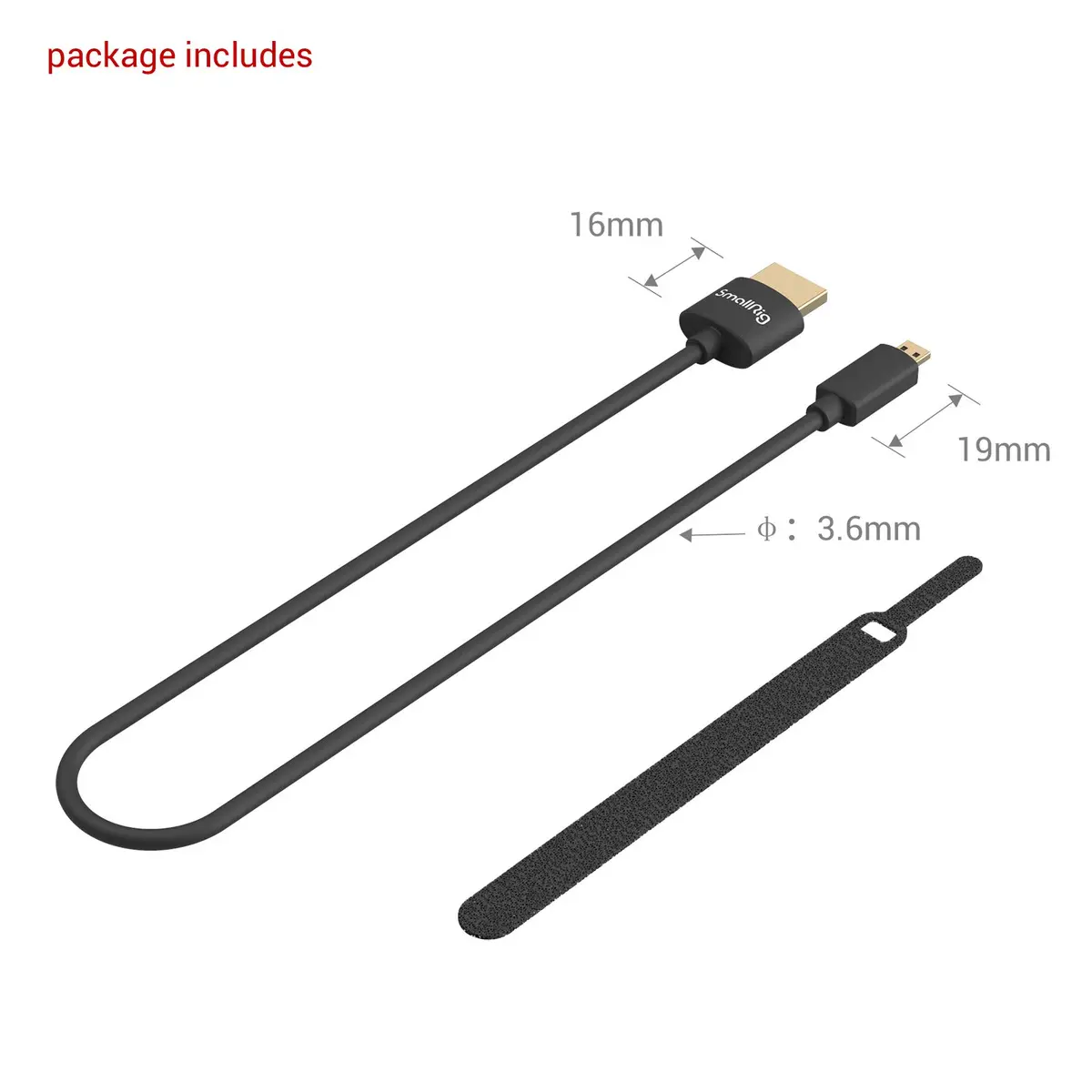 SMALLRIG Ultra-Thin HDMI Cable 55cm (1.8ft) | 4K 60Hz HDMI 2.0 for Cameras - view 5