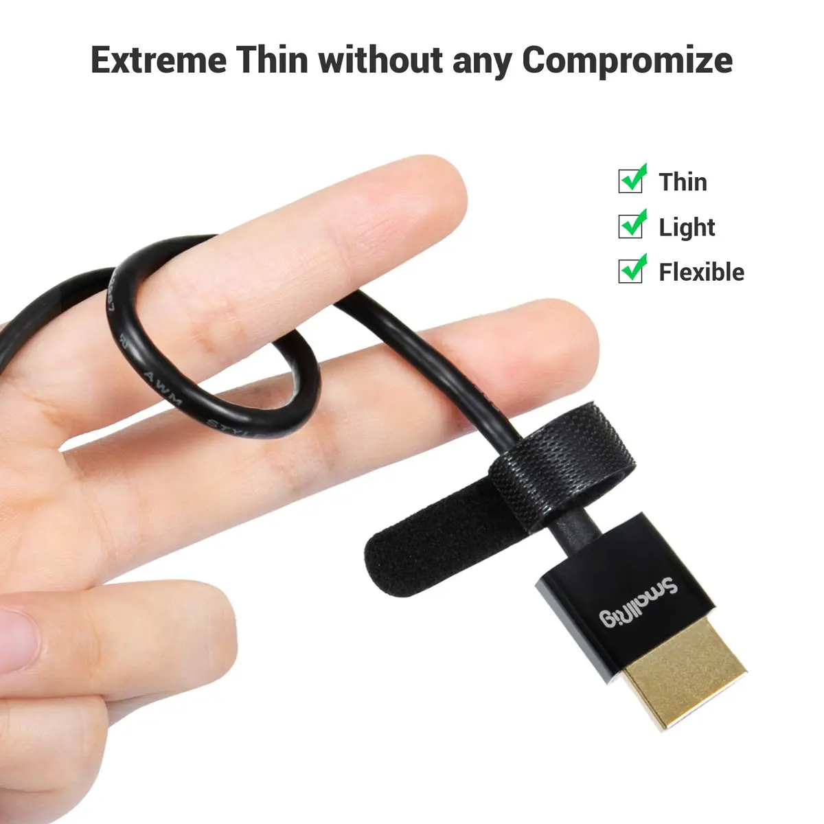 SMALLRIG Ultra-Thin HDMI Cable 55cm (1.8ft) | 4K 60Hz HDMI 2.0 for Cameras - view 4
