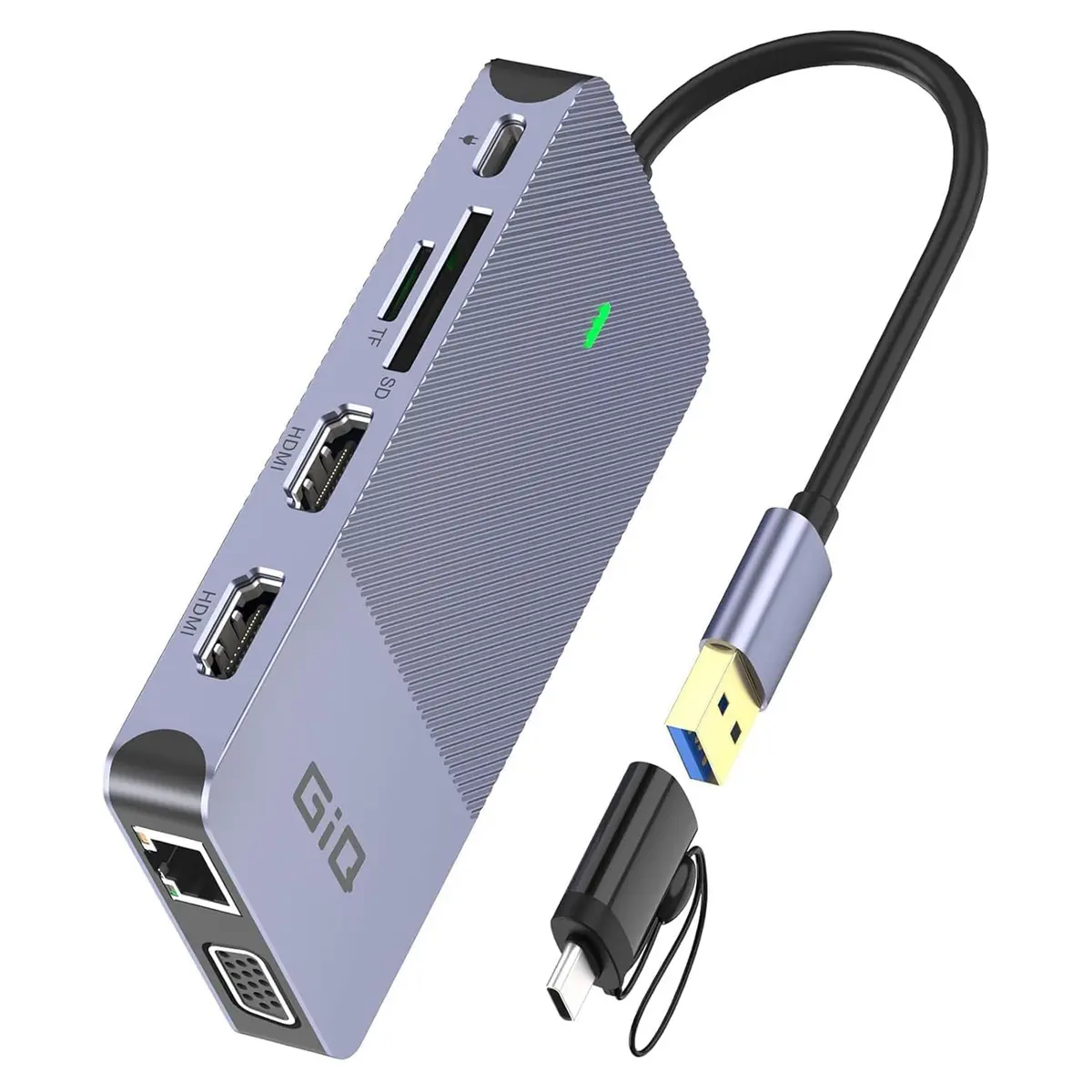 Giq USB 3.0 Docking Station Dual Monitor | 11-in-1 Multiport Hub for Laptop - main product image