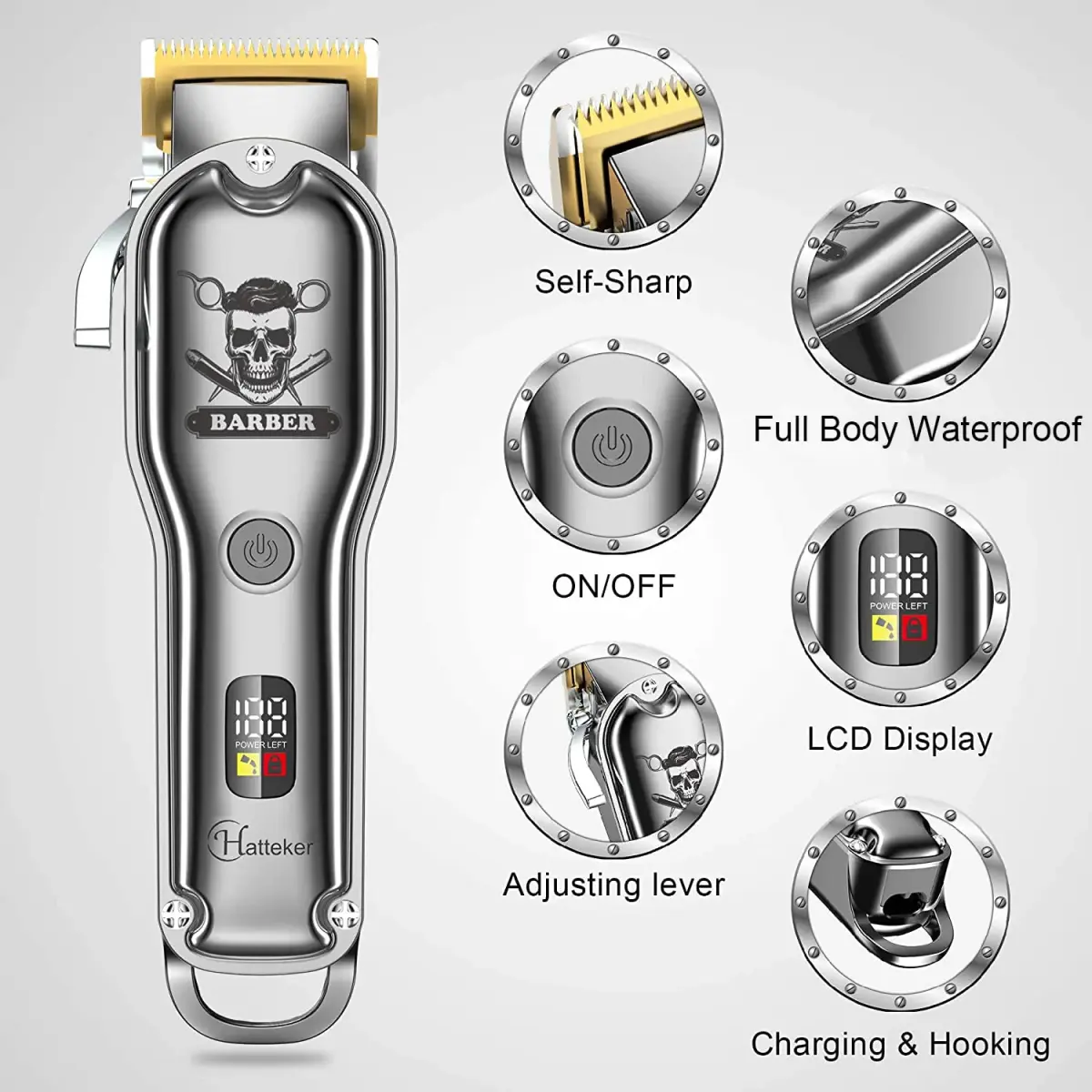 Hatteker Hair Cutting Kit Pro for Men, 17 Piece Set | Professional Cordless Beard Trimmer with 300 Min Runtime - view 2