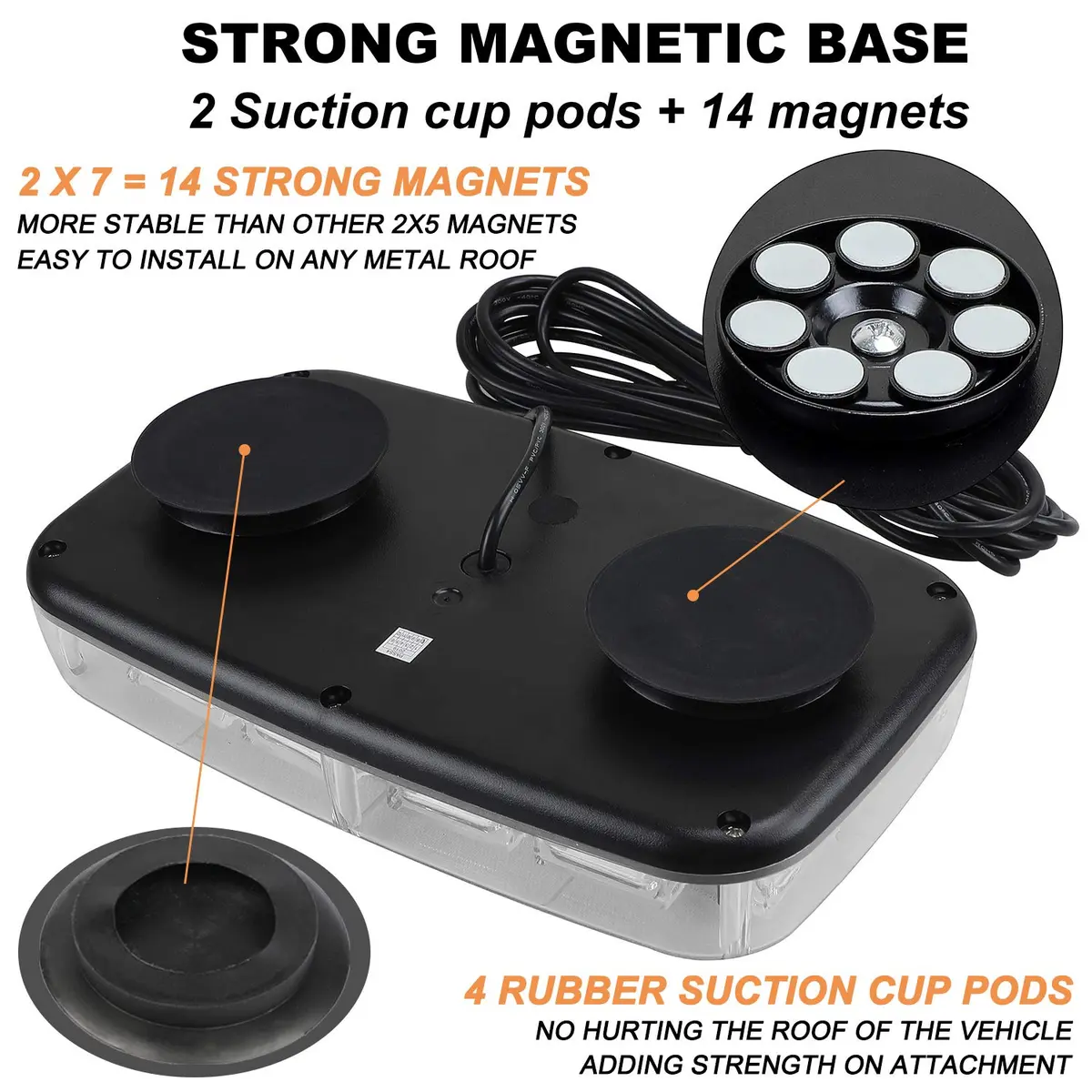 ASPL 48LED Roof Top Strobe Lights with Magnetic Base | Waterproof Emergency Warning Light for Vehicles - view 4