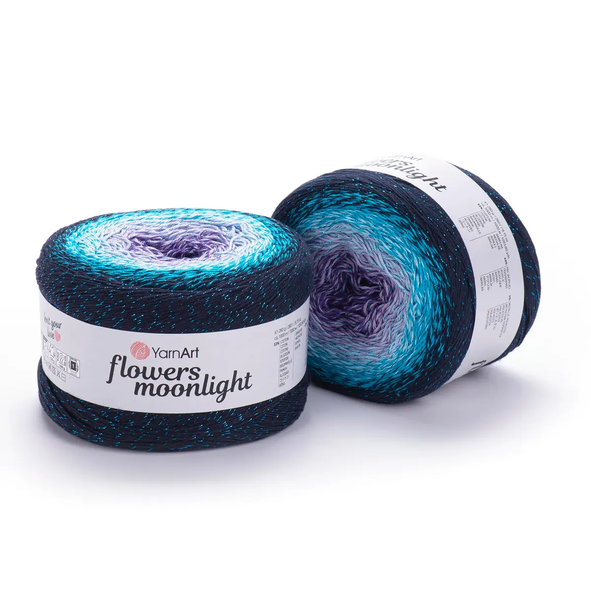 YarnArt Flowers Moonlight Gradient Cotton Acrylic Yarn 250g | Shiny Multicolor with Metallic Lurex - main product image