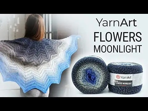 YarnArt Flowers Moonlight Gradient Cotton Acrylic Yarn with Metallic Lurex, 250g (8.82 oz) | 1000m (1094 yds) Shiny Multicolor Cake Yarn for Crochet & Knitting - view 3