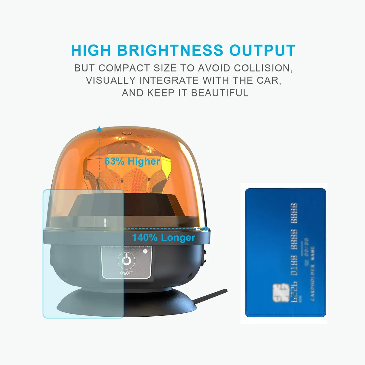 Agrieyes W08 Wireless Amber LED Beacon Light | Magnetic Base Strobe Light for Vehicles - view 7