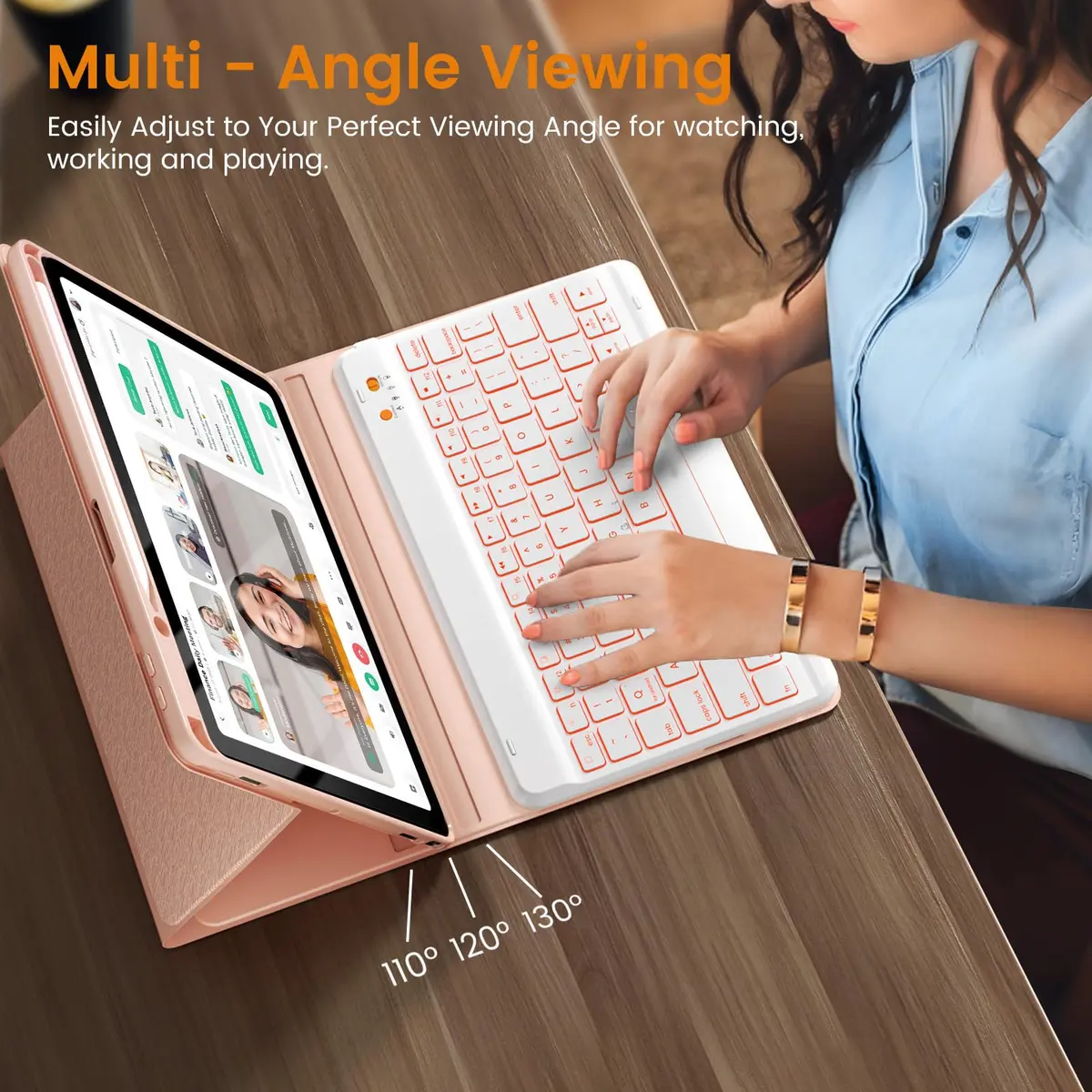 OYEEICE Keyboard Case for iPad Air 5th/4th Pro 11 inch 2020-2022, 7-Color Backlit Detachable Wireless Keyboard Case with Pencil Holder, Stand Folio Cover for iPad Pro 11" 1st-4th Gen & Air 4th/5th Gen - view 6